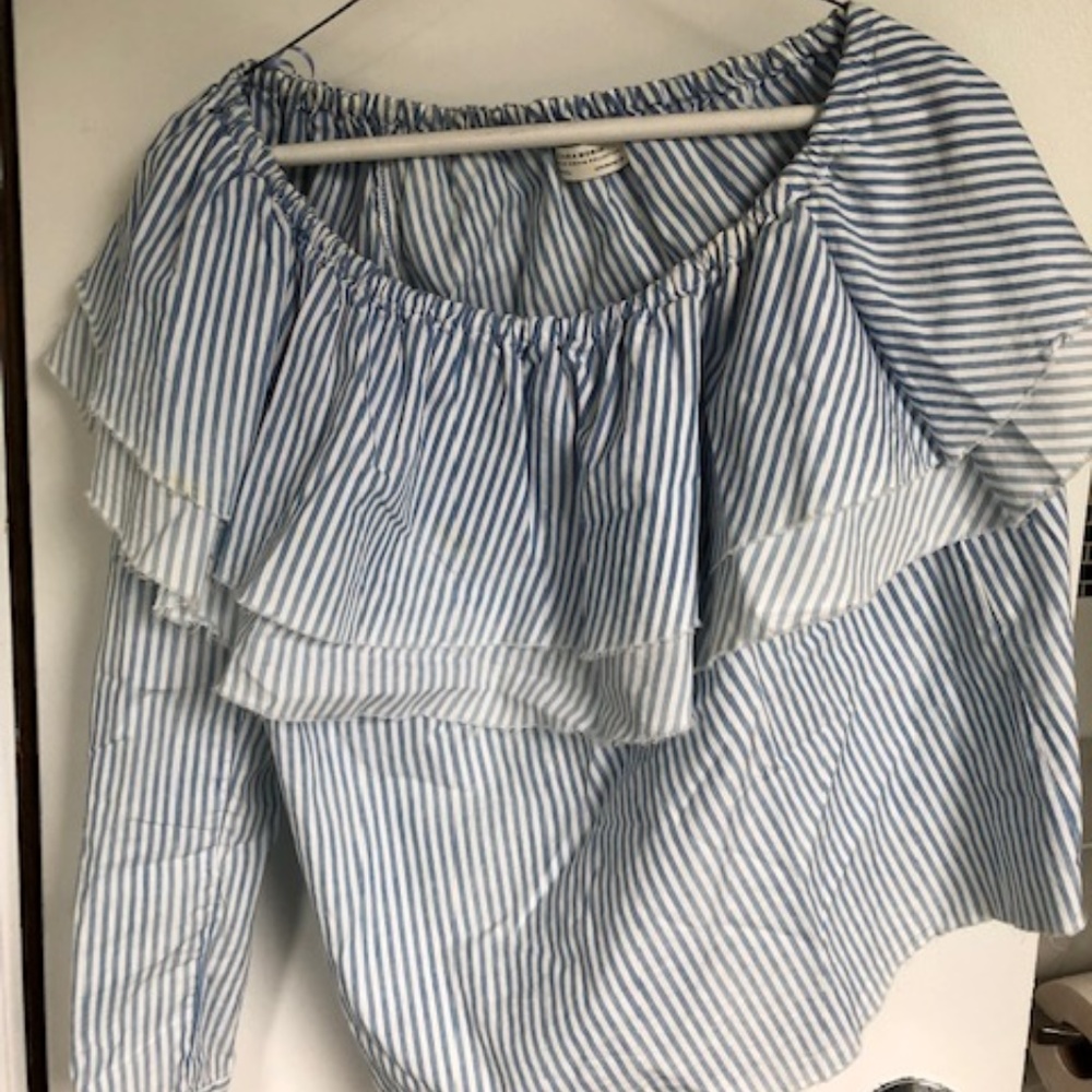 Zara Blue and white striped Blouse